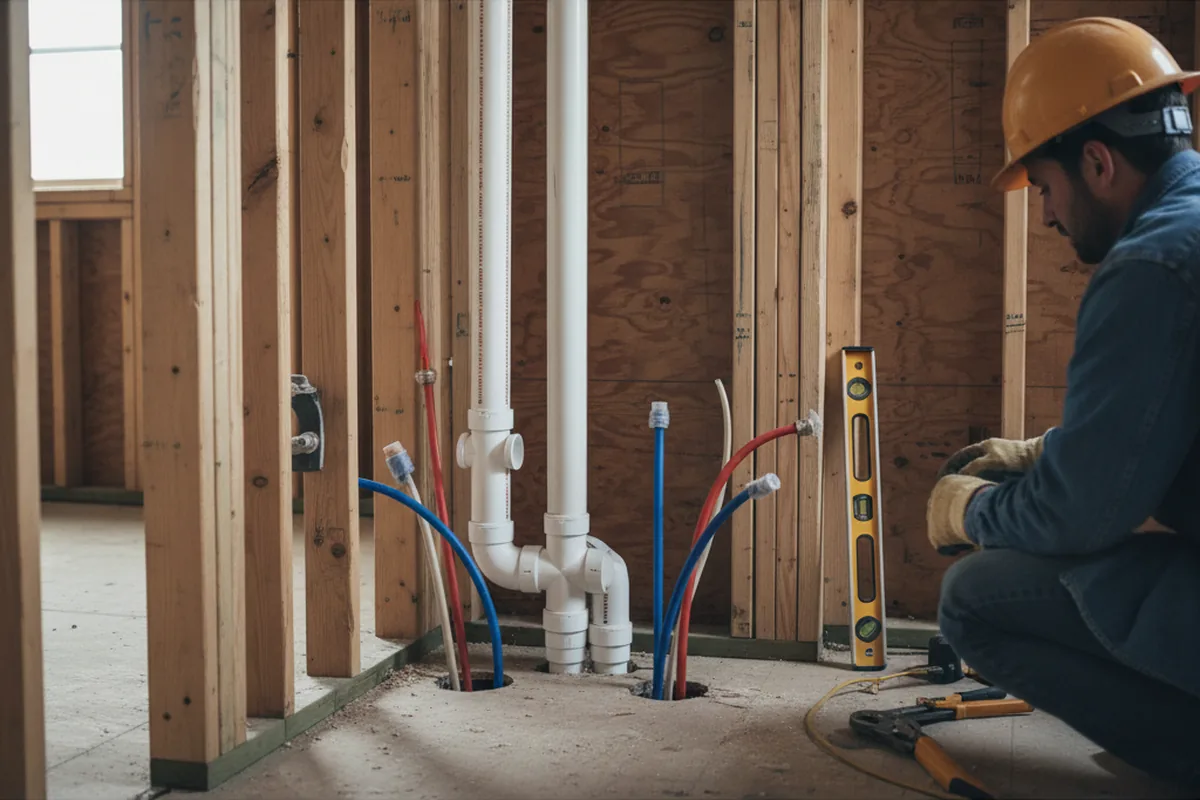 Drain and supply rough-in during Leak Detection in Millersville