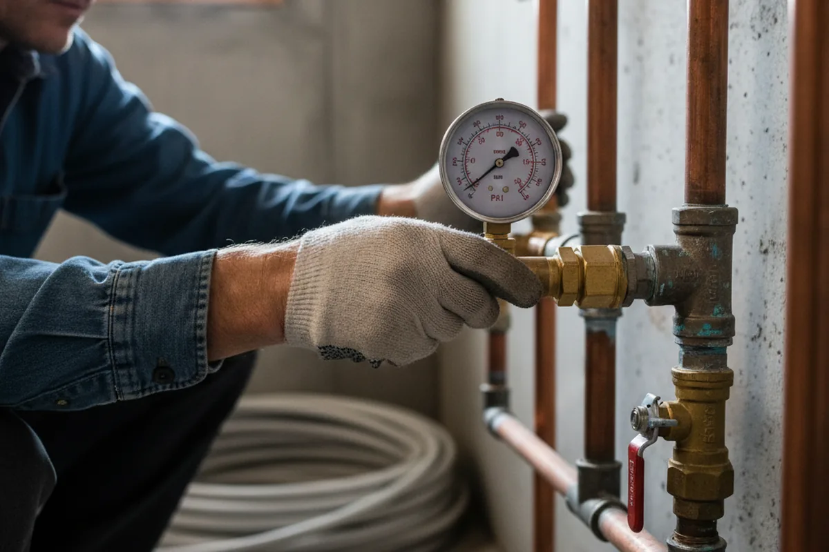 Pressure testing a repaired line during Water Line Repair in Millersville